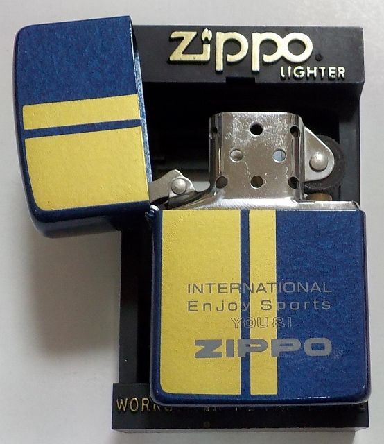 画像: ☆１９８９年８月 製 色鮮やかな・・全面ブルー＆ゴールド！お洒落な・・デザイン ZIPPO！新品