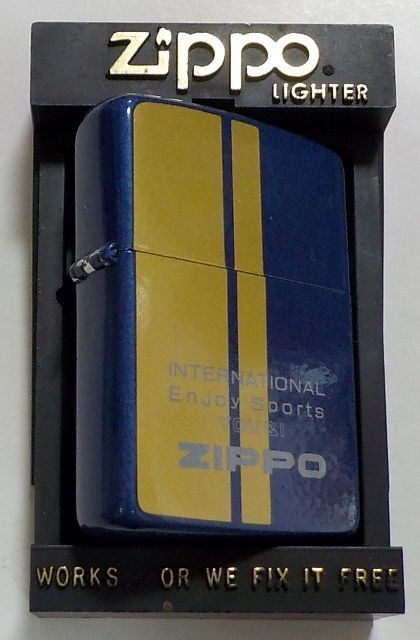 画像: ☆１９８９年８月 製 色鮮やかな・・全面ブルー＆ゴールド！お洒落な・・デザイン ZIPPO！新品