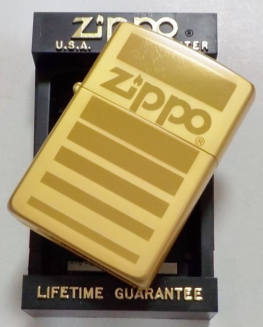 画像: ☆１９９１年４月 製 色鮮やかな・・淡い全面ゴールド！お洒落な・・VINTAGEデザイン ZIPPO！新品