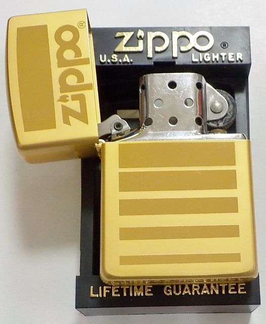 画像: ☆１９９１年４月 製 色鮮やかな・・淡い全面ゴールド！お洒落な・・VINTAGEデザイン ZIPPO！新品