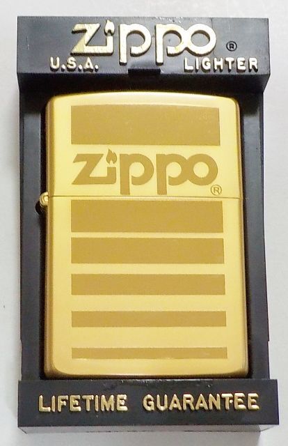 画像1: ☆１９９１年４月 製 色鮮やかな・・淡い全面ゴールド！お洒落な・・VINTAGEデザイン ZIPPO！新品