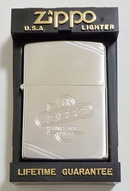 画像1: ☆１９９１年５月 製 ダイアゴナルライン！全面シルバー銀加工！VINTAGEデザイン ZIPPO！新品