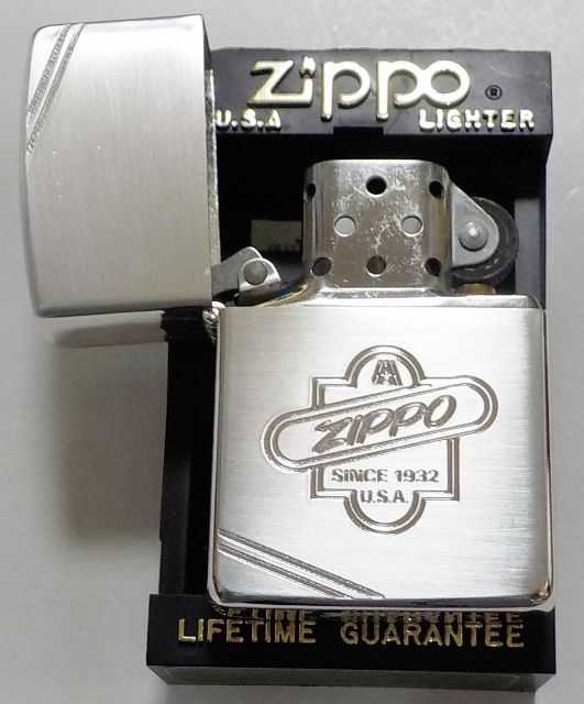 画像: ☆１９９１年５月 製 ダイアゴナルライン！全面シルバー銀加工！VINTAGEデザイン ZIPPO！新品