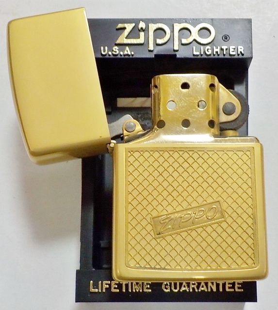 画像: ☆１９９１年（１９３２－１９９１刻印）淡い全面ゴールドカラー！両面 繊細なデザイン彫刻 ZIPPO！新品