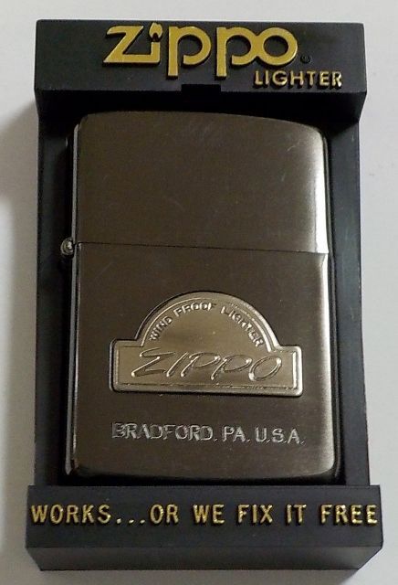 画像1: ★１９８７年４月 VINTAGE オールドメタル エンブレム！ブラックサテン ZIPPO！未使用品C