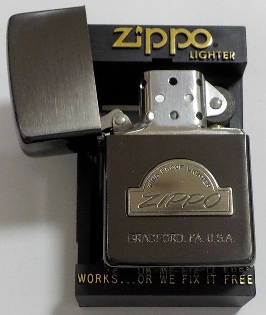 画像: ★１９８７年４月 VINTAGE オールドメタル エンブレム！ブラックサテン ZIPPO！未使用品C