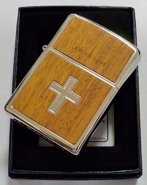 画像: ☆LEGEND LOVE ★Wood 木貼り & クロス（十字架）シルバー銀加工 ２００８年 ZIPPO！新品