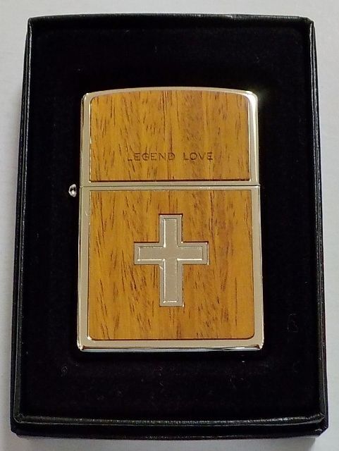 画像1: ☆LEGEND LOVE ★Wood 木貼り & クロス（十字架）シルバー銀加工 ２００８年 ZIPPO！新品