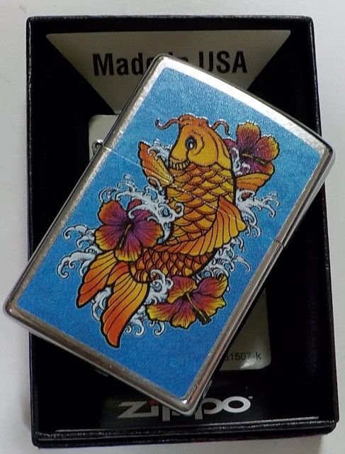 画像: ☆和柄！鯉とハイビスカス！Carp with Hibiscus ☆ ２０２３ USA  ZIPPO！新品