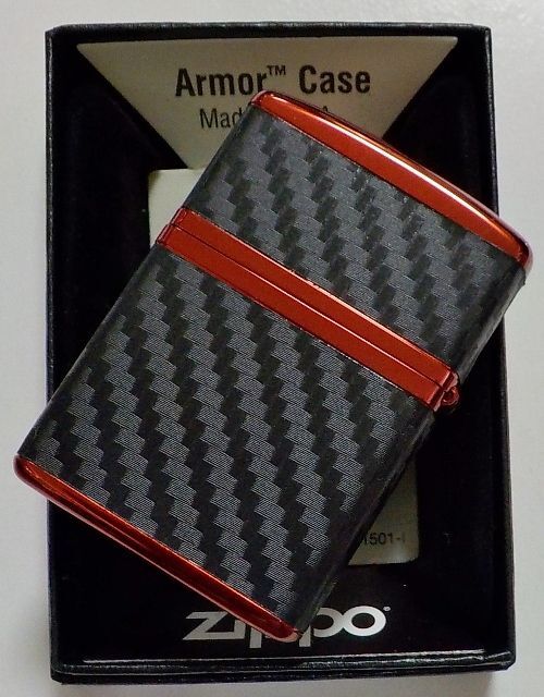 画像: ☆豪華！ARMOR CARBON SERIES！４面連続カーボン貼り レッドカラー ZIPPO！新品