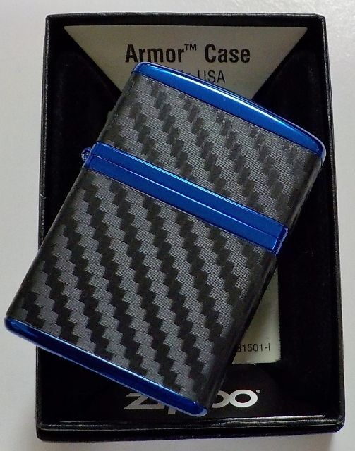 画像1: ☆豪華！ARMOR CARBON SERIES！４面連続カーボン貼り ブルーカラー ZIPPO！新品