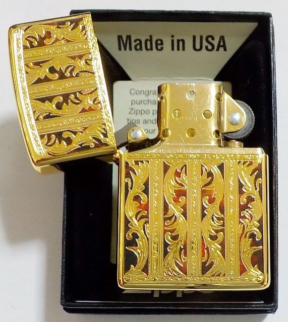 画像: ☆豪華！MARBLE ARABESUQUE！マーブル アラベスク模様 両面加工 ゴールドカラー ZIPPO！新品