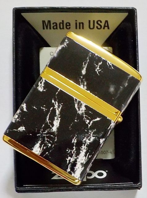 画像: ☆豪華！BLACK MARBLE！4面連続加工 ZIPPO LOGO！高級感あふれる・・GOLD ZIPPO！新品