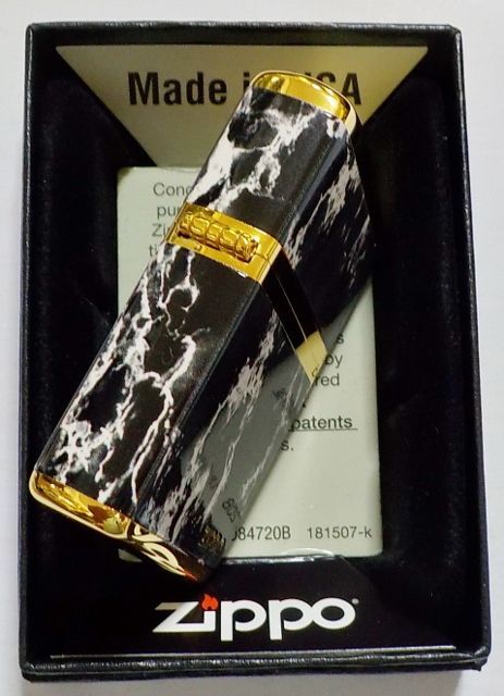 画像: ☆豪華！BLACK MARBLE！4面連続加工 ZIPPO LOGO！高級感あふれる・・GOLD ZIPPO！新品