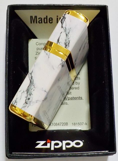 画像: ☆豪華！WHITE MARBLE！4面連続加工 ZIPPO LOGO！高級感あふれる・・GOLD ZIPPO！新品