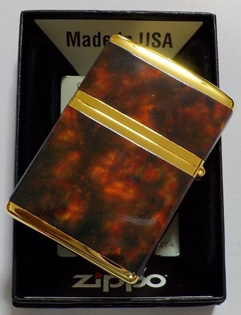 画像: ☆豪華！BROWN MARBLE！4面連続加工 ZIPPO LOGO！高級感あふれる・・GOLD ZIPPO！新品