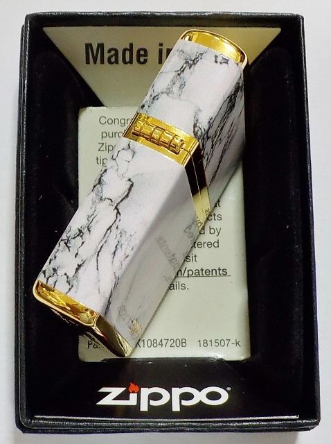 画像: ☆豪華！WHITE MARBLE！4面連続加工 ZIPPO LOGO！高級感あふれる・・GOLD ZIPPO！新品