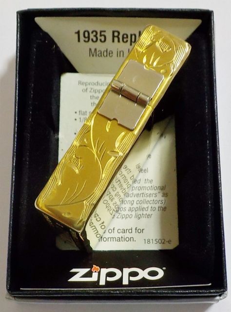 画像: ★豪華！１９３５モデル ★三面手彫り Gold 全面ゴールドカラー ２０１２年７月 Zippo！未使用品