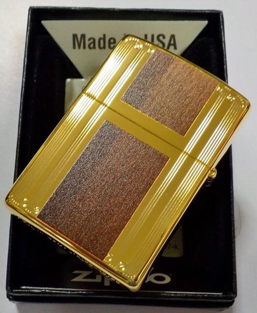 画像: ☆豪華！WLINE！繊細なライン＆Wood調 Since １９３２ ★両面加工 ゴールドカラー ZIPPO！新品