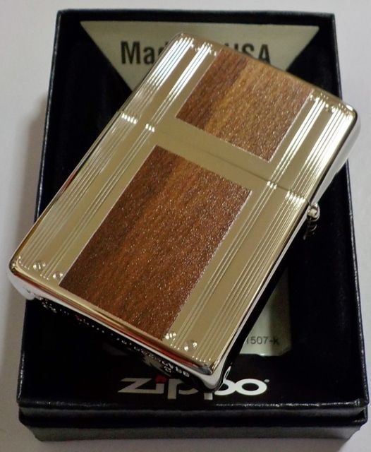 画像: ☆豪華！WLINE！繊細なライン＆Wood調 Since １９３２ ★両面加工 シルバーカラー ZIPPO！新品