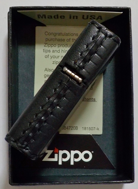 画像: ★本牛革 職人手縫い！渋い・・黒 ブラックレザー！ZIPPOロゴ 革巻き ＺＩＰＰＯ！ 新品