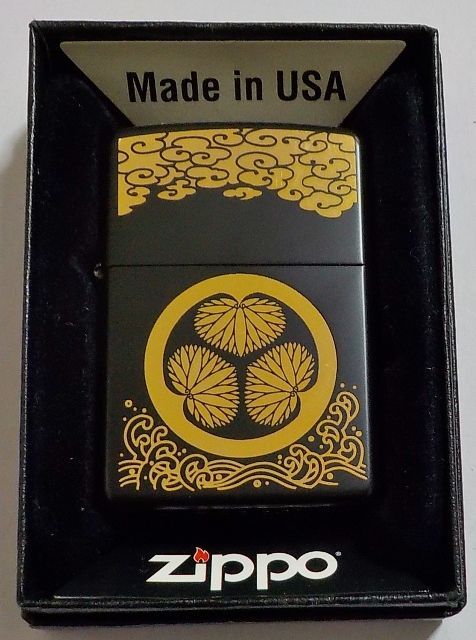 画像1: ☆葵の御紋！全面艶消し ブラックにゴールドでデザイン！２０１２年４月 ZIPPO！新品