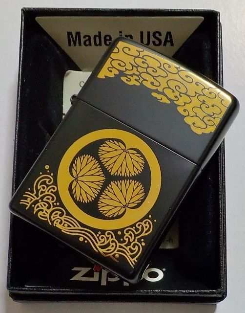 画像: ☆葵の御紋！全面艶消し ブラックにゴールドでデザイン！２０１２年４月 ZIPPO！新品