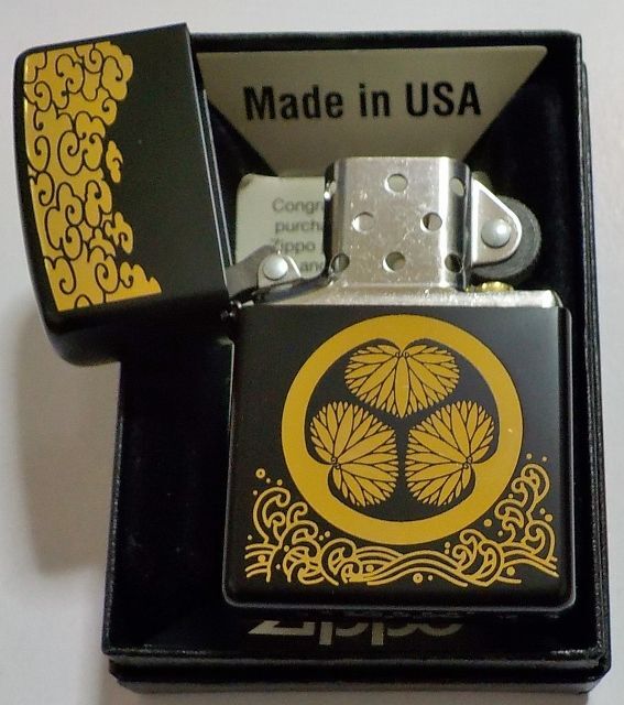 画像: ☆葵の御紋！全面艶消し ブラックにゴールドでデザイン！２０１２年４月 ZIPPO！新品
