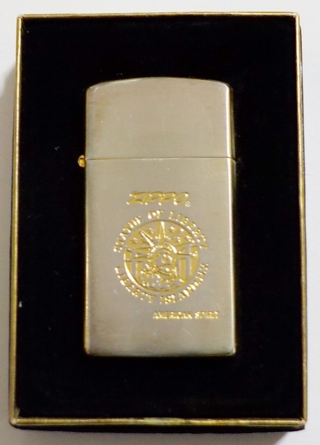 画像: ★自由の女神 スリム！Statue of Liberty １９９７年２月 シルバー＆ゴールド SLIM ZIPPO！未使用品