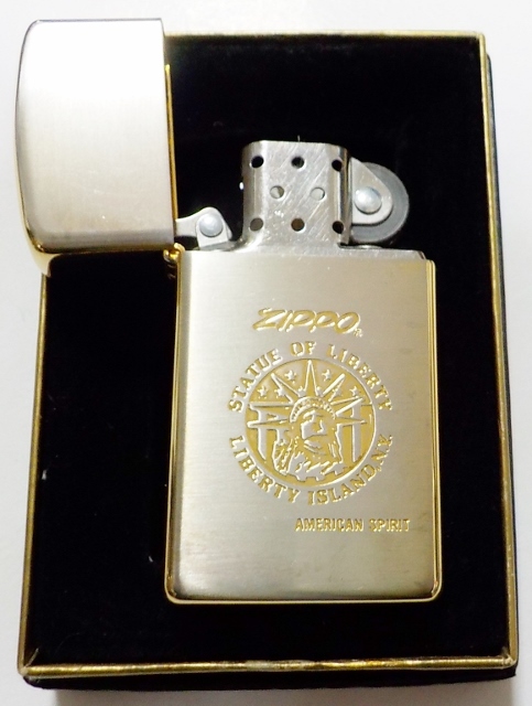 画像1: ★自由の女神 スリム！Statue of Liberty １９９７年２月 シルバー＆ゴールド SLIM ZIPPO！未使用品