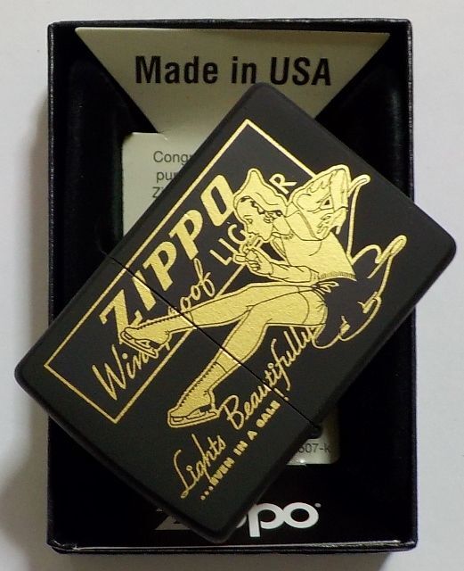 画像: ☆Windy！WINDPROOF LADY 昔のZIPPO社広告柄 全面ブラックマット  ２０２３年 ZIPPO！新品C