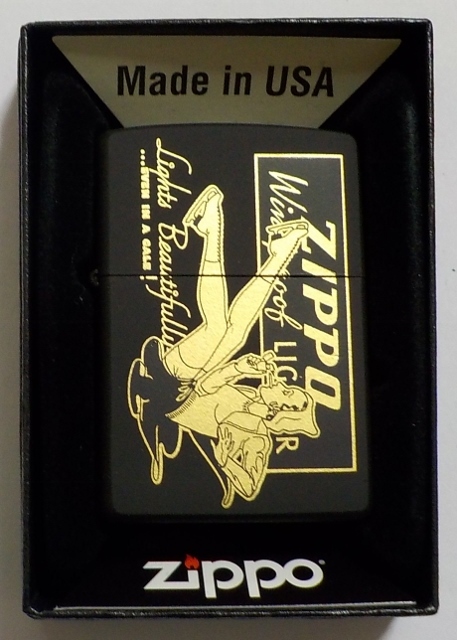 画像1: ☆Windy！WINDPROOF LADY 昔のZIPPO社広告柄 全面ブラックマット  ２０２３年 ZIPPO！新品C