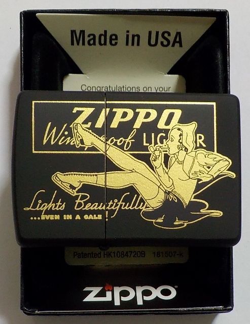 画像: ☆Windy！WINDPROOF LADY 昔のZIPPO社広告柄 全面ブラックマット  ２０２３年 ZIPPO！新品C