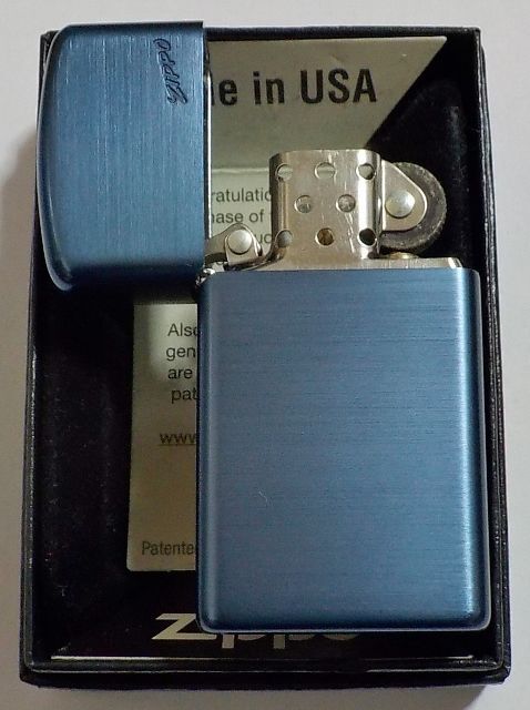 画像: ☆大きい スリム！重量感あふれる・・アルミジャケット仕様！２００２年５月（E）製　ブルー　Slim  Zippo！未使用品