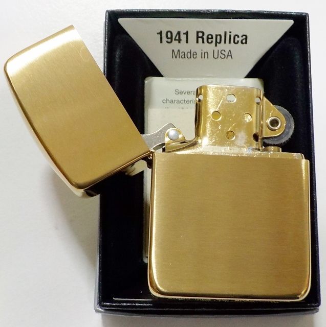 画像: ★１９４１ Replica Brushed Solid  Brass 真鍮ケース ２０１８年 旧ボトムPATナンバー刻印モデル ZIPPO！新品