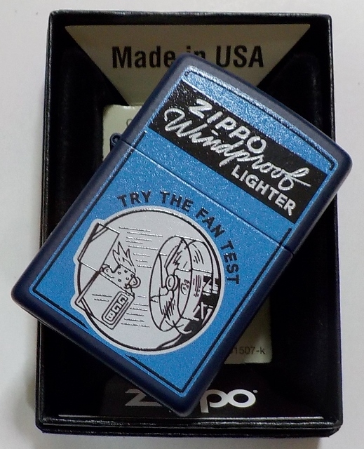 画像: ☆復刻オールドデザイン！TRY THE FAN TEST！USA加工 紺色ネービー ZIPPO！新品