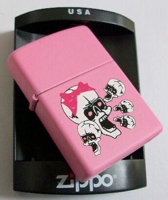 画像: ☆可愛い・・スカル！米国限定 ＳＫＵＬＬ ピンク ２００５年 ZIPPO！新品