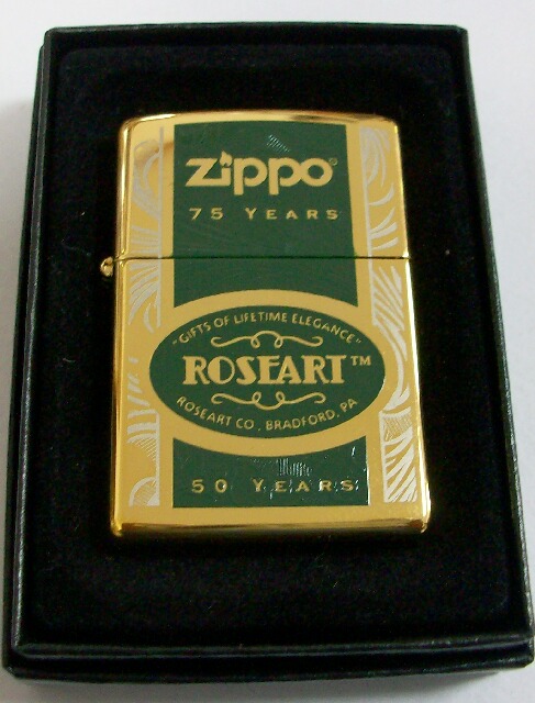 画像: ☆ZIPPO社７５周年 ＆ ROSEART社 ５０周年記念 コラボ・ゴールド ZIPPO！新品