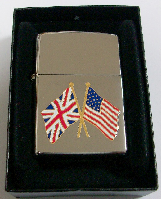 画像1: ★アメリカ ＆ イギリス　米英　両国旗 フラッグ ２００９年 ZIPPO！新品