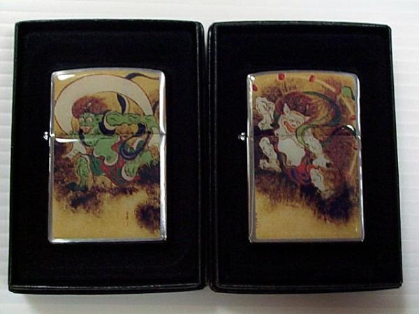 画像1: ☆風神・雷神！２個セット 和柄 フルカラー！縁起モノ ２００６年 ＃２００ ZIPPO！新品