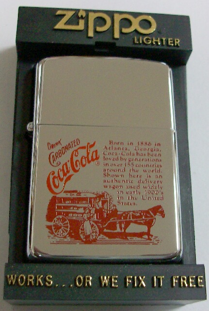 画像: １９８６年！Coca-Cola　コカ・コーラ 赤 馬車デザイン ＃２５０ ＺＩＰＰＯ！新品