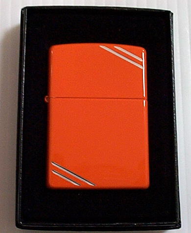 画像1: ☆全面 オレンジ！カラフル＆シンプル！両面ダイアゴナルライン ２００７年 ZIPPO！新品