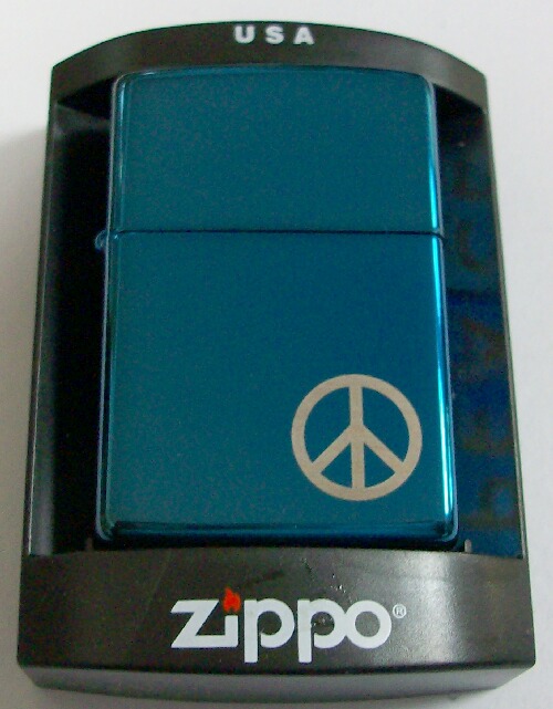 画像: ☆ピース！PEACE ON THE SIDE  サファイア・ブルー ２０１３年３月 USA　ZIPPO！新品